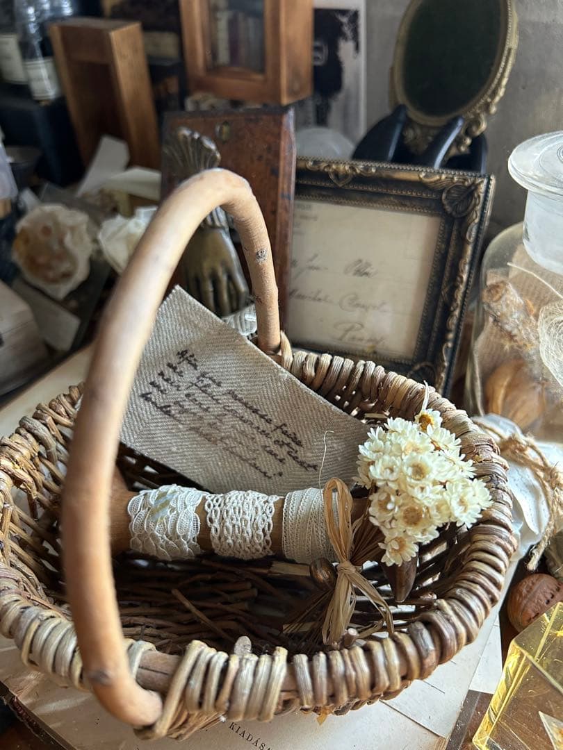 アンティーク ベルギーレース 3種 糸巻き 小さなブーケ パニエセット