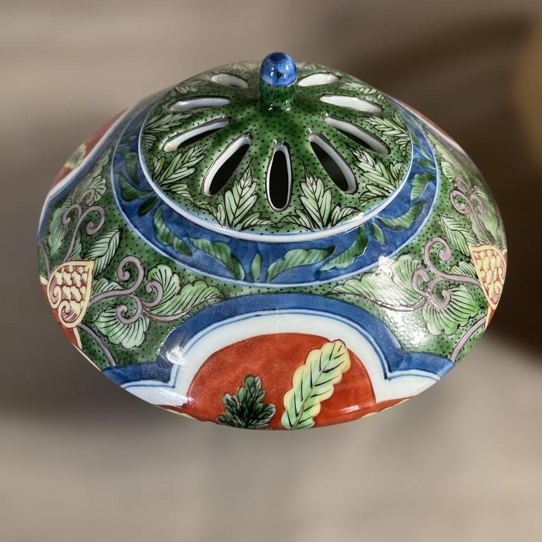 【源右衛門】古伊万里の伝統　日本の名窯　舘林源右衛門作　染錦根菜図　香炉