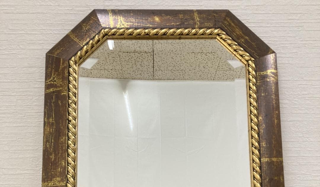 イタリア製　アンティーク調　ウォールミラー　壁掛け鏡　姿見