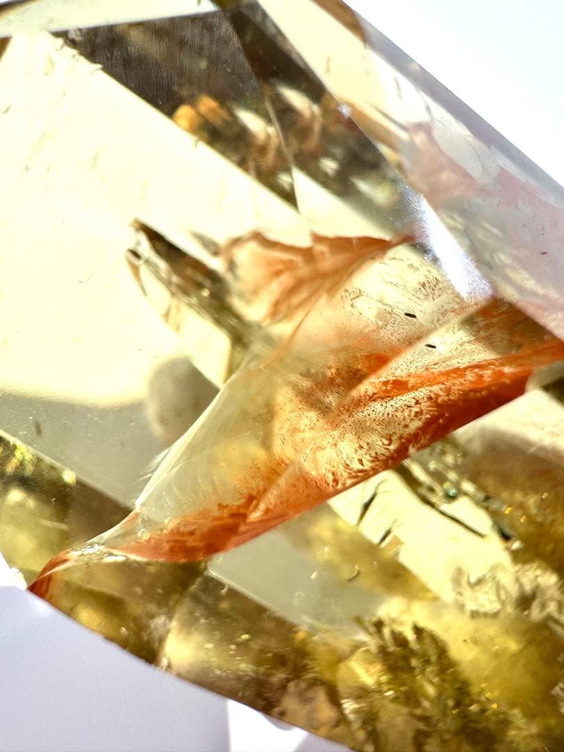 高品質 高透明 虹入り シトリン 黄水晶 六角柱