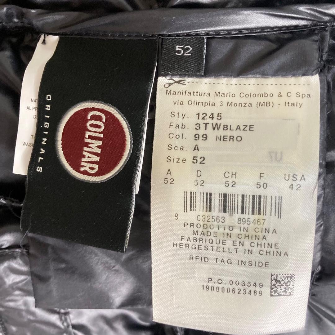 17210✨コルマー 52 LL シャイニー 肩ロゴ ダウンジャケット ブラック