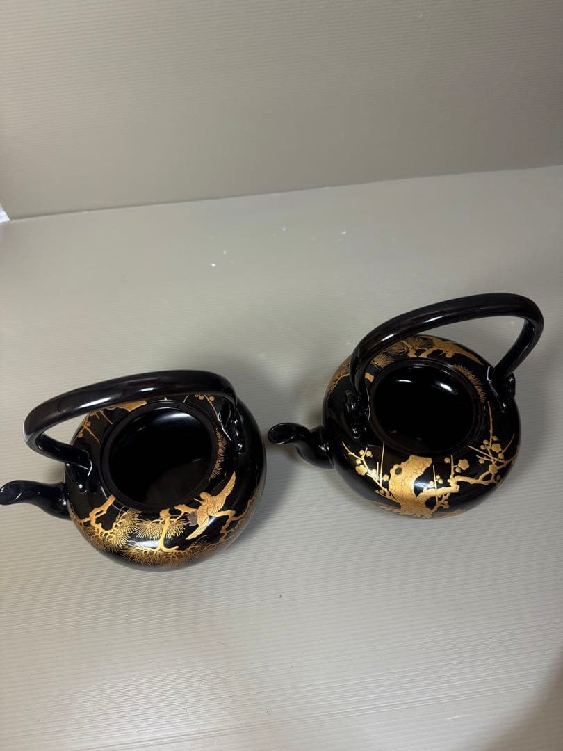 2230 輪島塗　松鶴　金蒔絵　銚子　2客