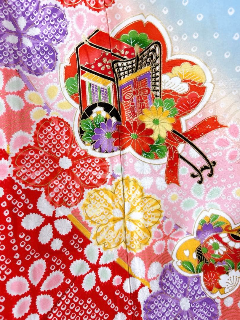 本格正絹♡水色×ピンク♡七五三　7歳　女の子　フルセット　一式