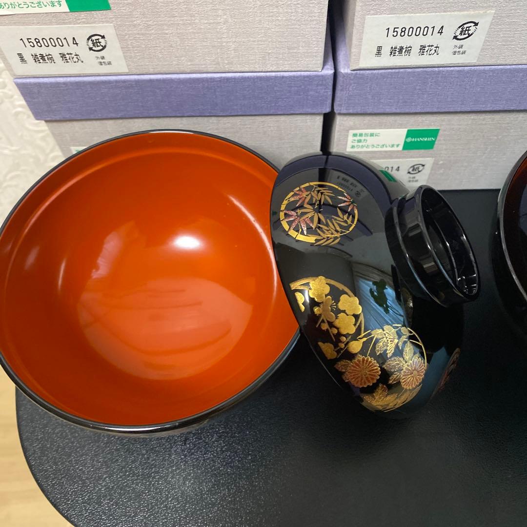 漆塗り 花柄 汁椀 9個セット