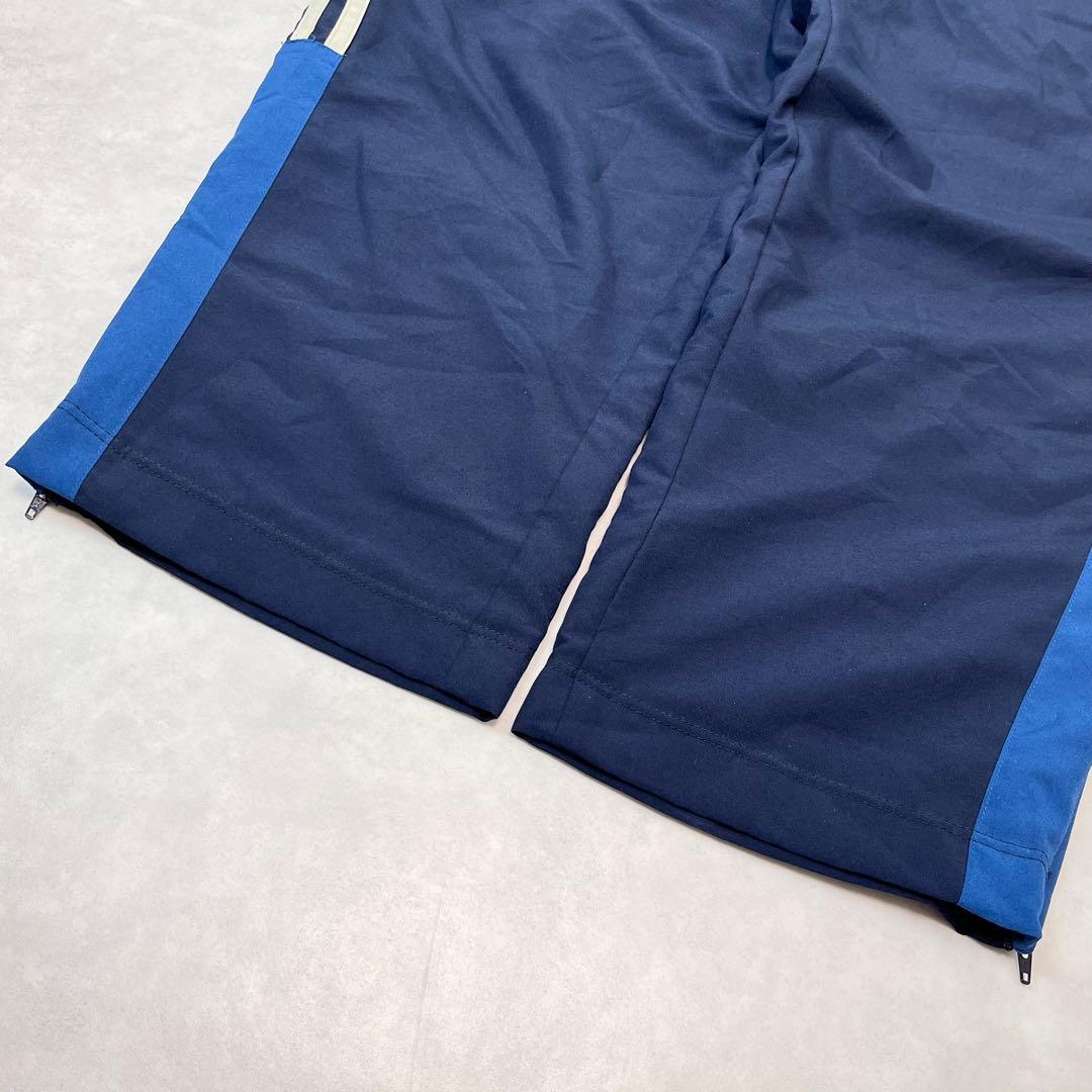 00s adidas バギートラックパンツ 3ライン 刺繍ロゴ ネイビー L