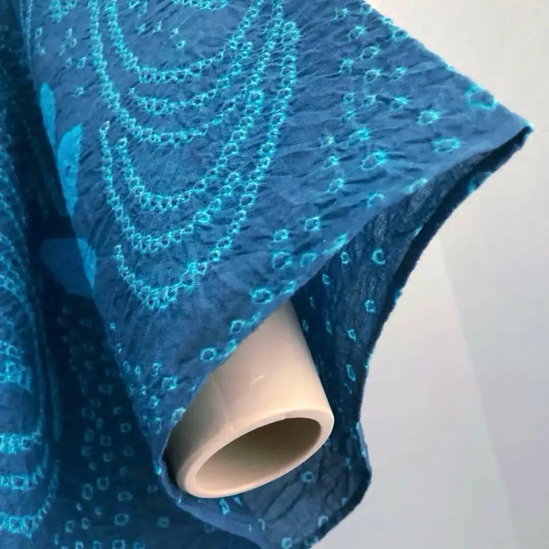 よりゆか 有松絞り・有松鳴海絞り浴衣　グレー・ターコイズNo.7-210B