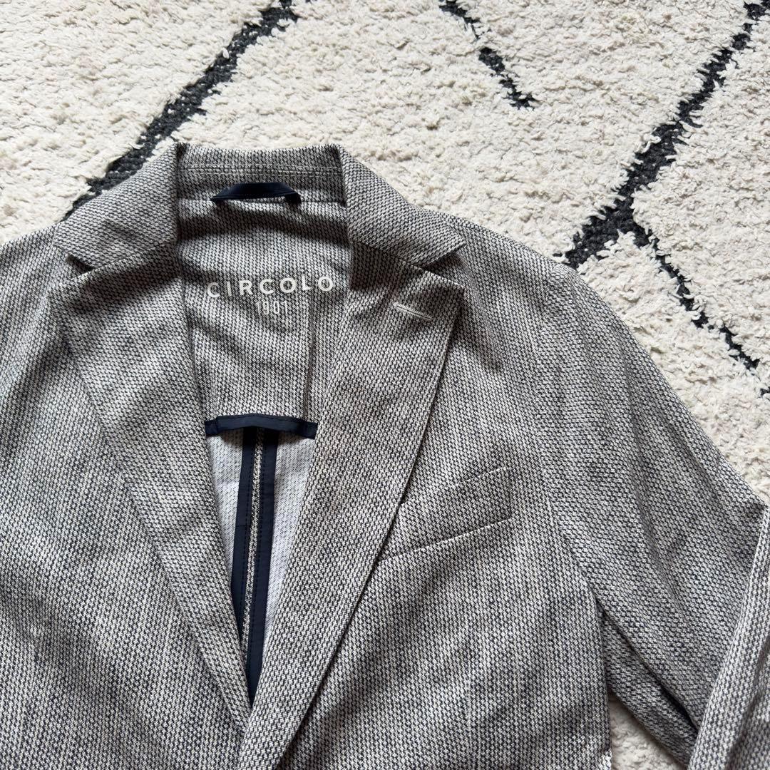 チルコロ　テーラードジャケット　トラベルグレー　ストレッチ　44サイズ　洗える