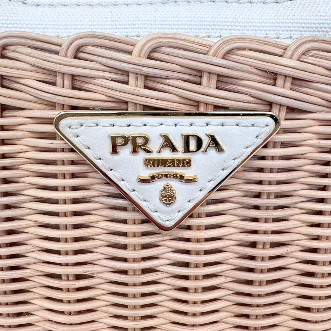 プラダ ウィッカー かごバッグ 1BG835 カナパ 2WAY ハンドバッグ