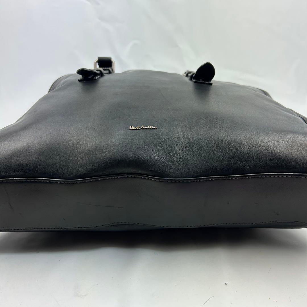 【美品】ポールスミス　ビジネスバッグ　オールレザー　2way 3層　ロゴ金具　黒