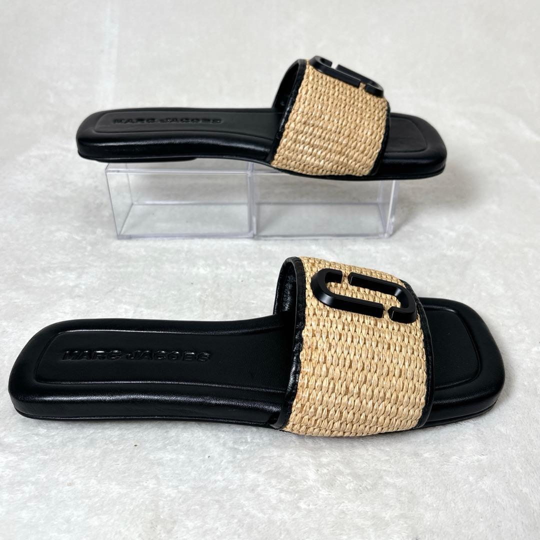 【美品】MARC JACOBS ラフィア サンダル 黒 35 レディース 靴