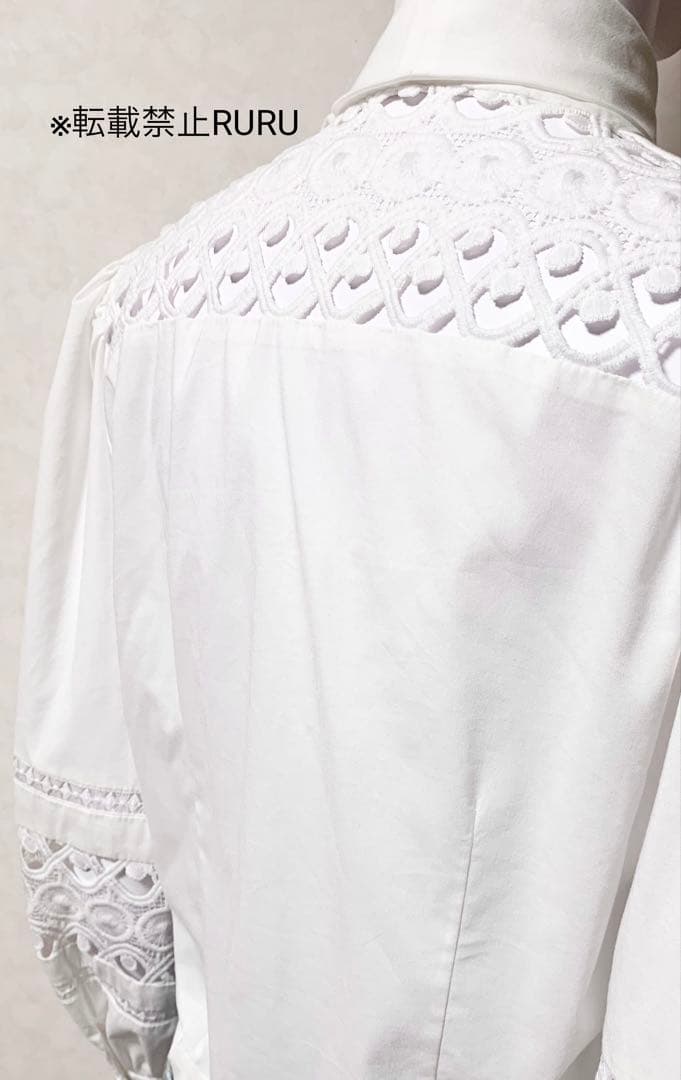 新品 alice+olivia アイレット刺繍レース ボウタイ シャツブラウス