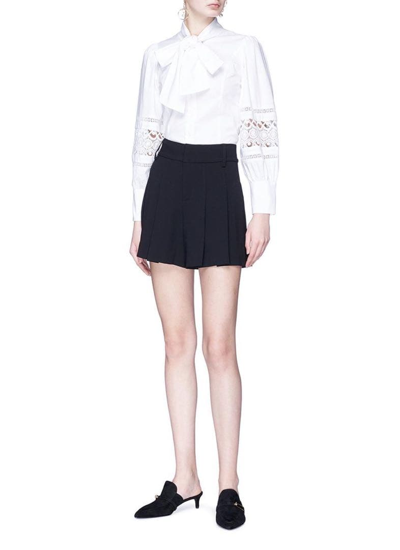 新品 alice+olivia アイレット刺繍レース ボウタイ シャツブラウス