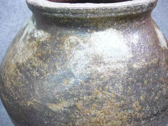 越前焼 自然釉 壷 刻印有り [B31502]
