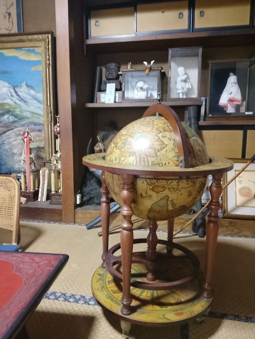 木製古地図風地球儀