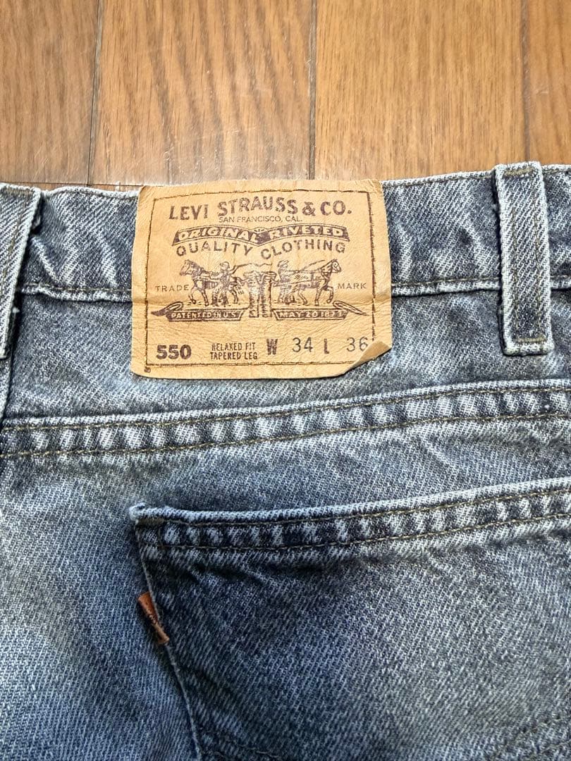 【希少オレンジタブ】USA製 リーバイス 550 先染めブラック W34 L36