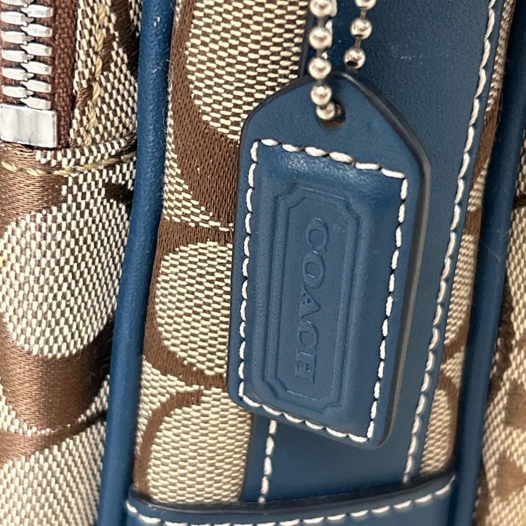 美品✨COACH コーチ シグネチャー 多収納 ショルダーバッグ ブルー