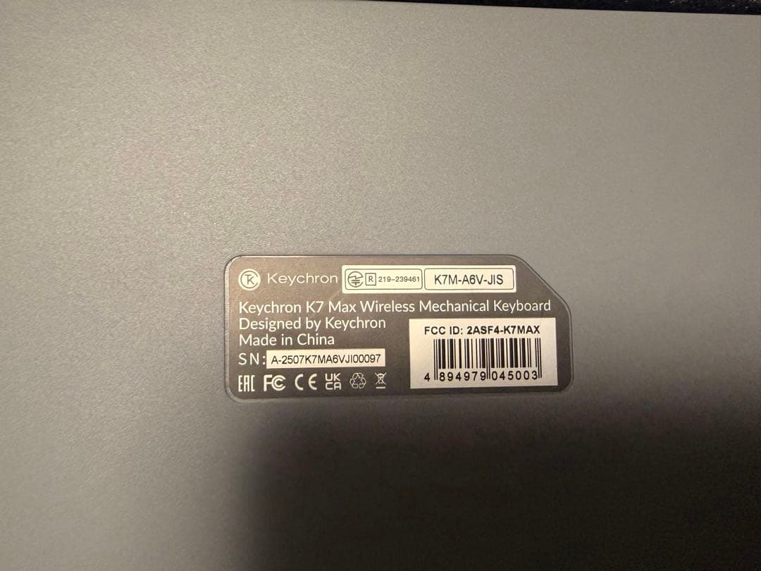 KEYCHRON K7 MAX 静音 赤軸(キーキャップ印字に変更済)