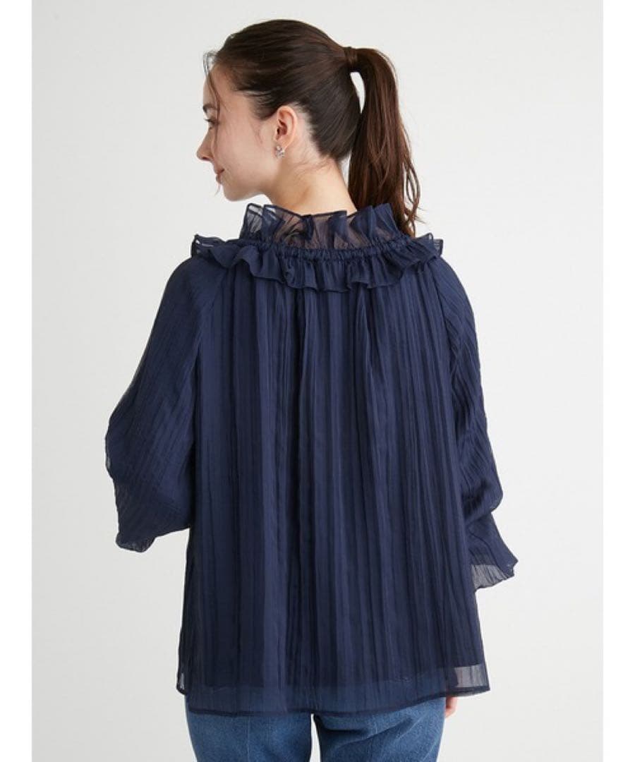 【美品】シアースモックブラウス ネイビー CERFORD セルフォード