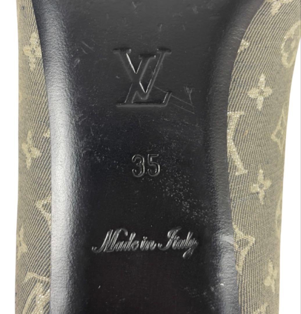 ルイヴィトン モノグラム フラットシューズ レザー キャンバス コンビ 35