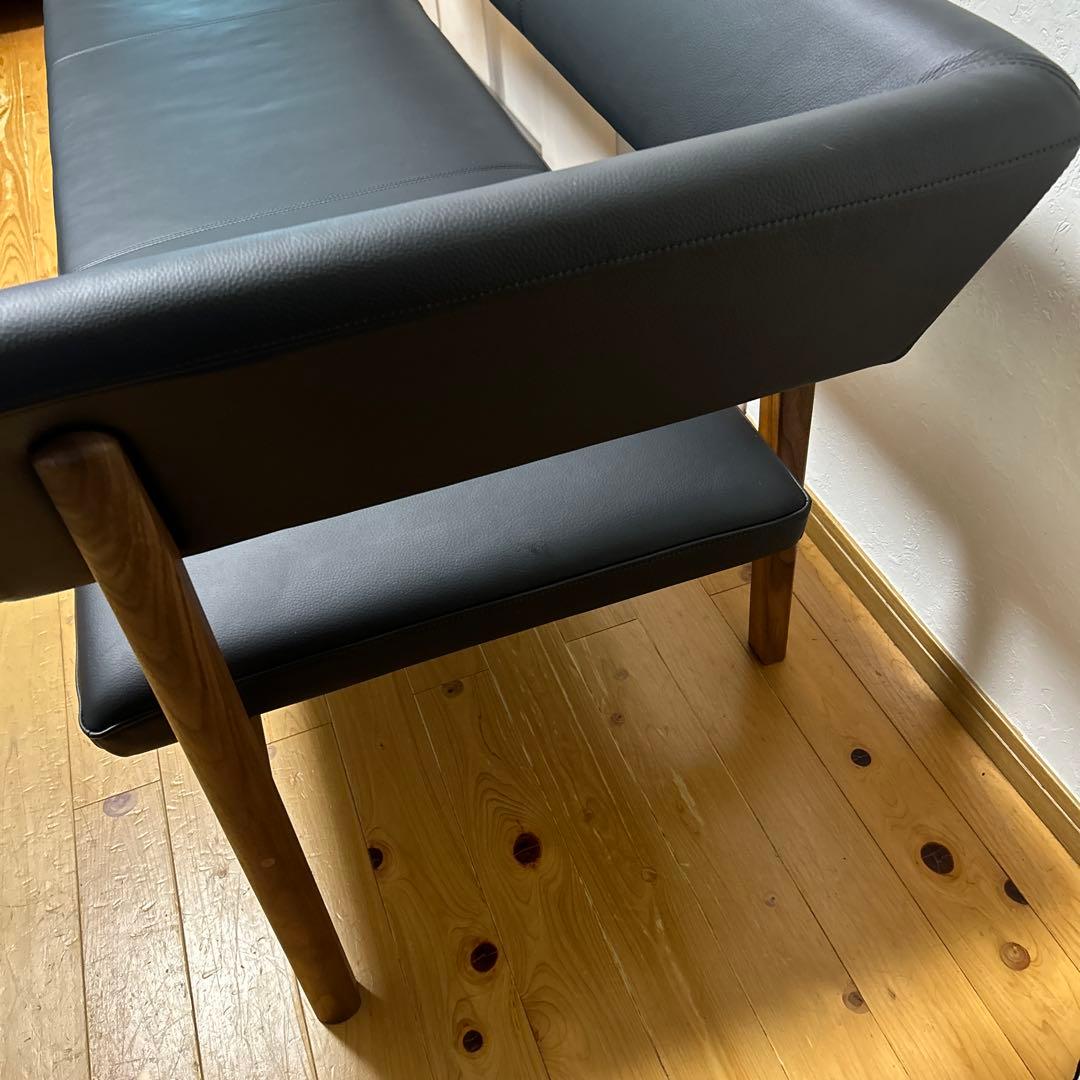 ナガノインテリア　 MOCOA 本革片アームチェア三人掛け　日本製