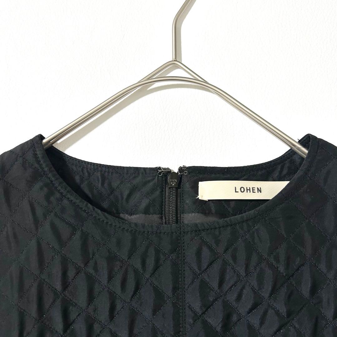 3161y美品 ローヘン キルティングプルオーバーブラウス 黒 M ウール