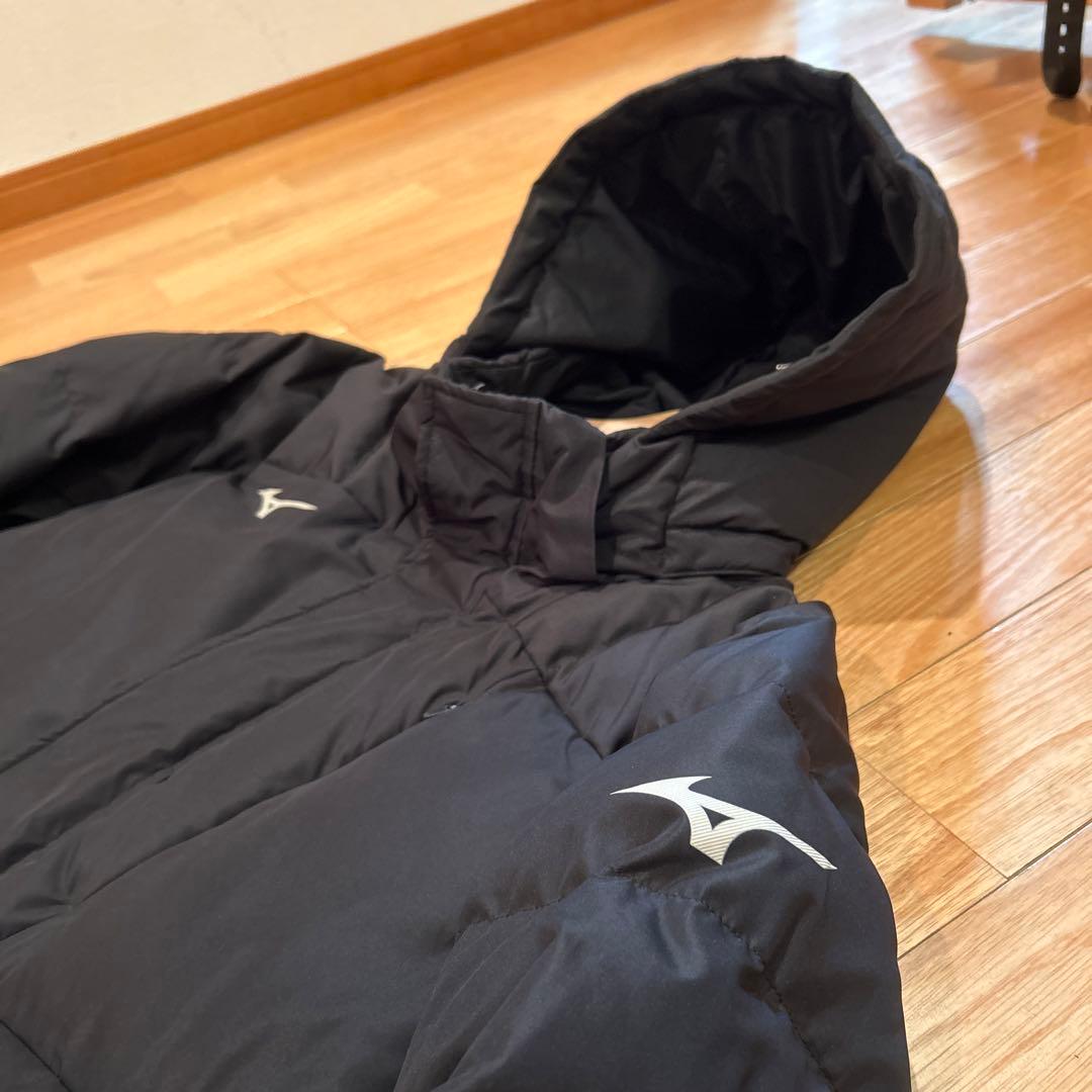Mizuno ブラック ダウンコート フード付き