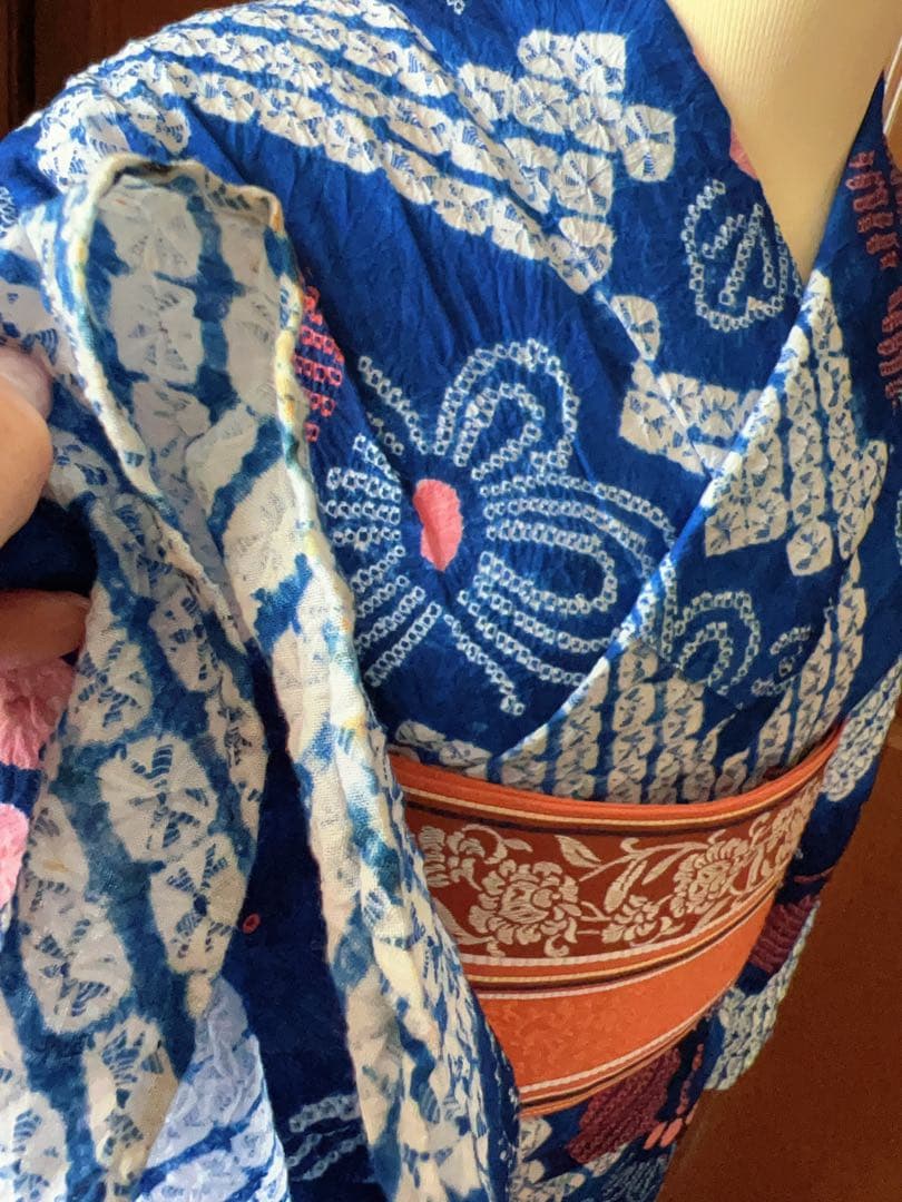 浴衣 有松鳴海絞り 単衣 夏物 木綿 綿 舞蝶花文