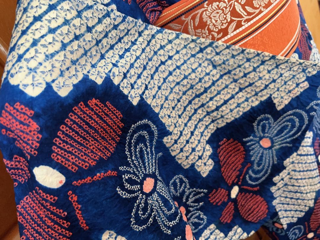 浴衣 有松鳴海絞り 単衣 夏物 木綿 綿 舞蝶花文