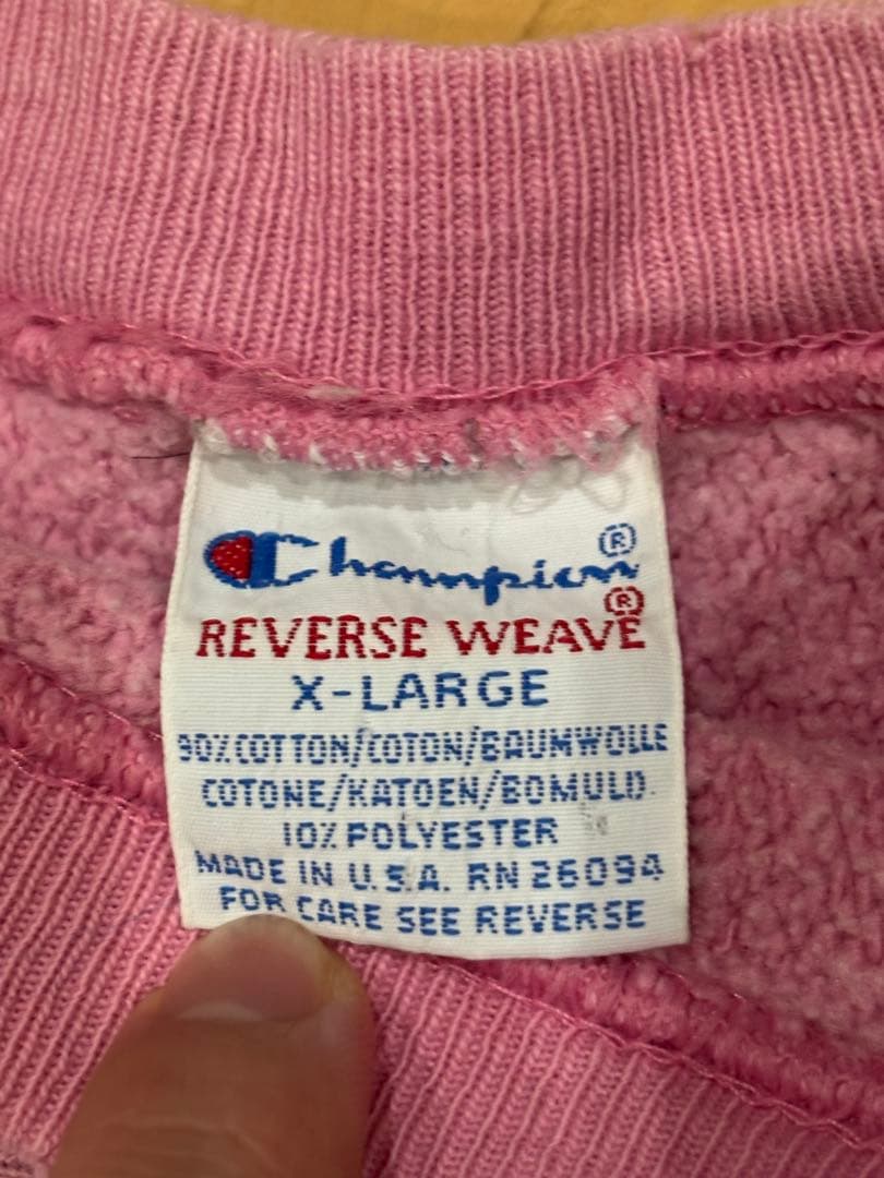 90s Champion リバースウィーブ ピンク XL USA製　希少