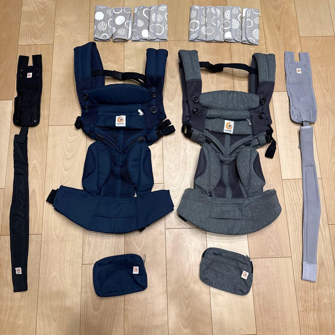 エルゴ抱っこ紐オムニ360クールエア2個セット防寒付　ネイビー グレー