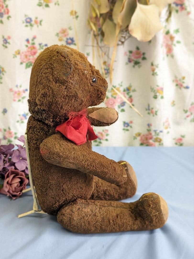 フランス アンティーク テディベア 34cm 1950年代 パッチワークあり