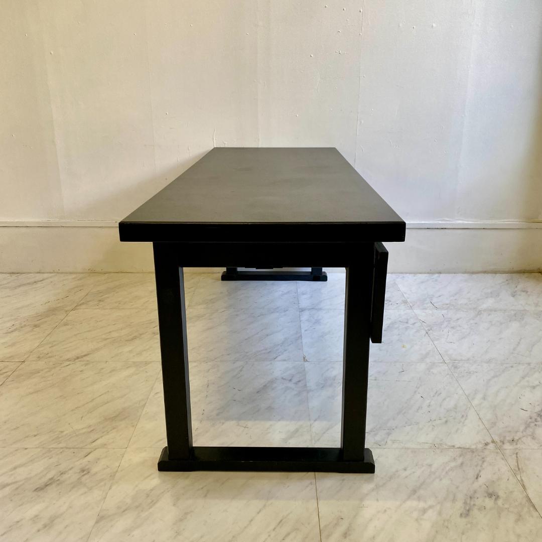 千翔 龍門堂 長テーブル 黒の木製テーブル2台セット 折りたたみ 和室