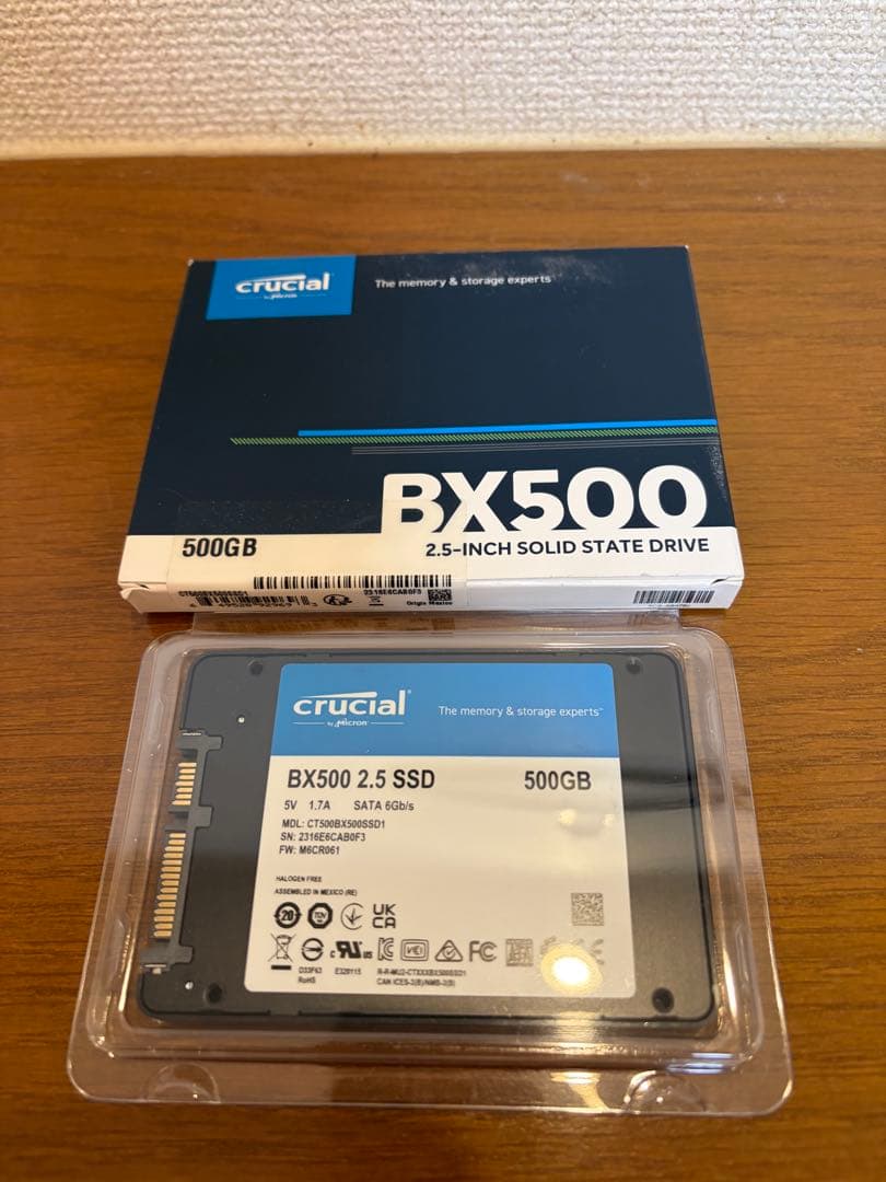 新品未使用 Crucial BX500 500GB 2.5インチSSD