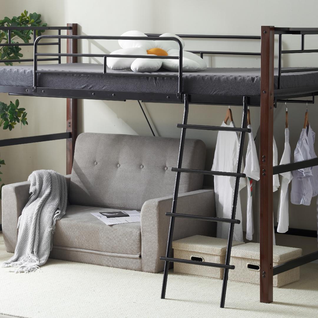 【高さ140cm】ロフトベッド パイプベッド S 耐荷重150kg BLACK