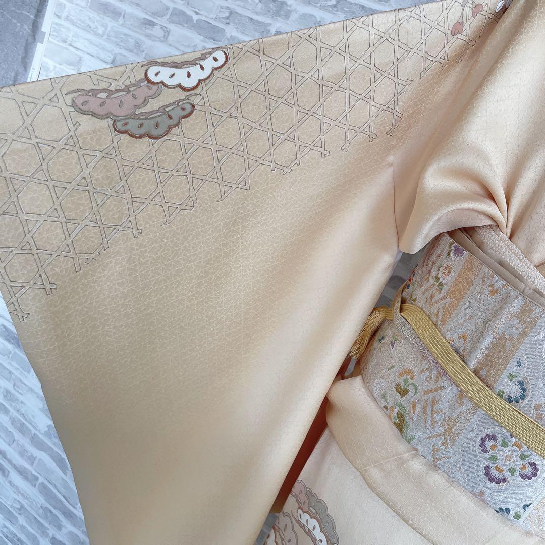 訪問着　フルセット　菊　豪華　手刺繍　金駒刺繍　金彩　綸子　入学式　卒業式　H1