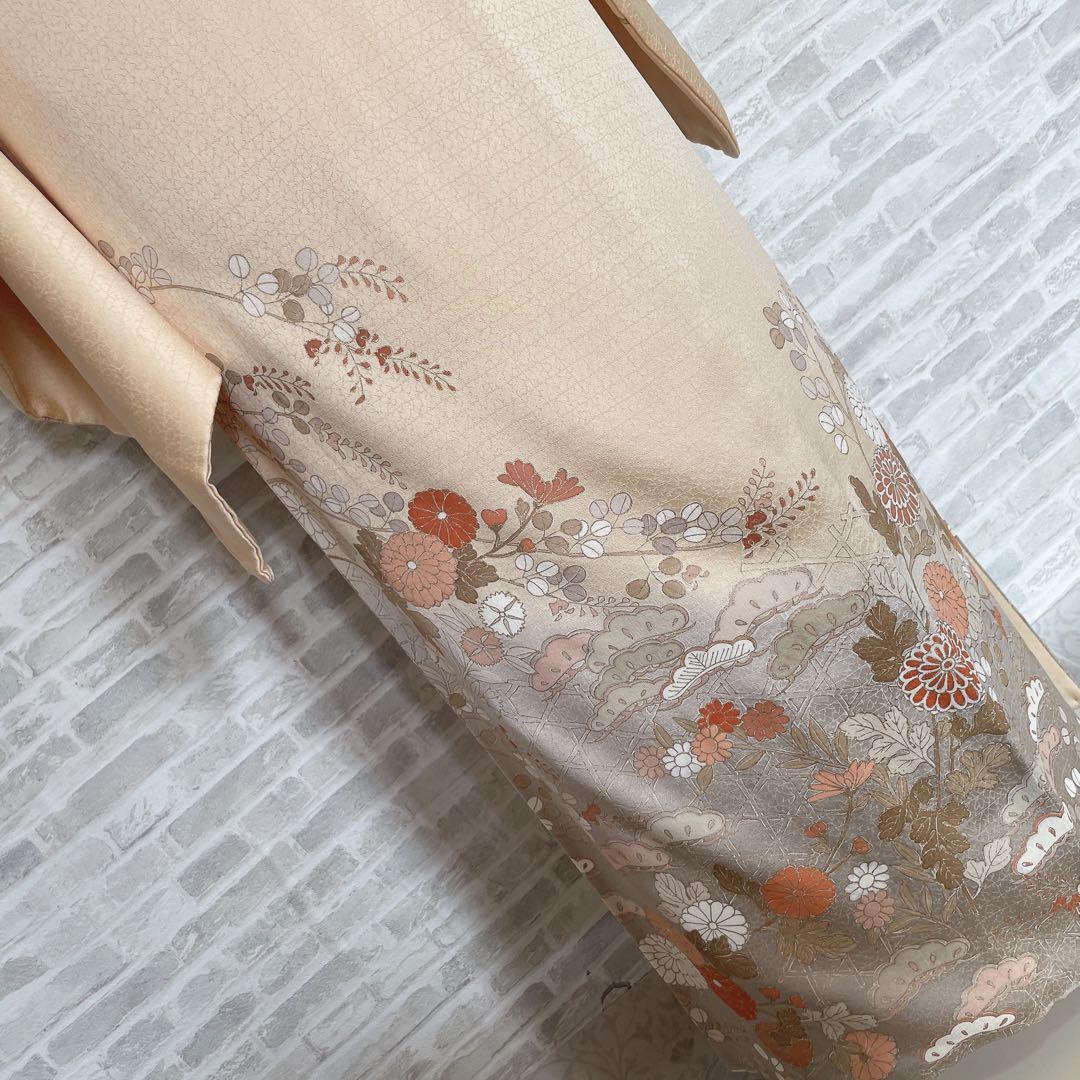 訪問着　フルセット　菊　豪華　手刺繍　金駒刺繍　金彩　綸子　入学式　卒業式　H1