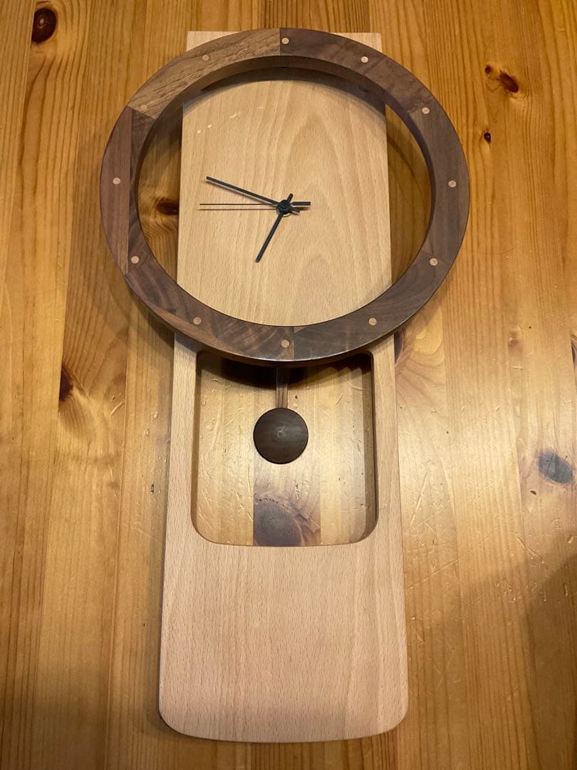 ウォールクロック振り子　ブナ　掛け時計 おしゃれ 天然木 無垢 文字盤なし