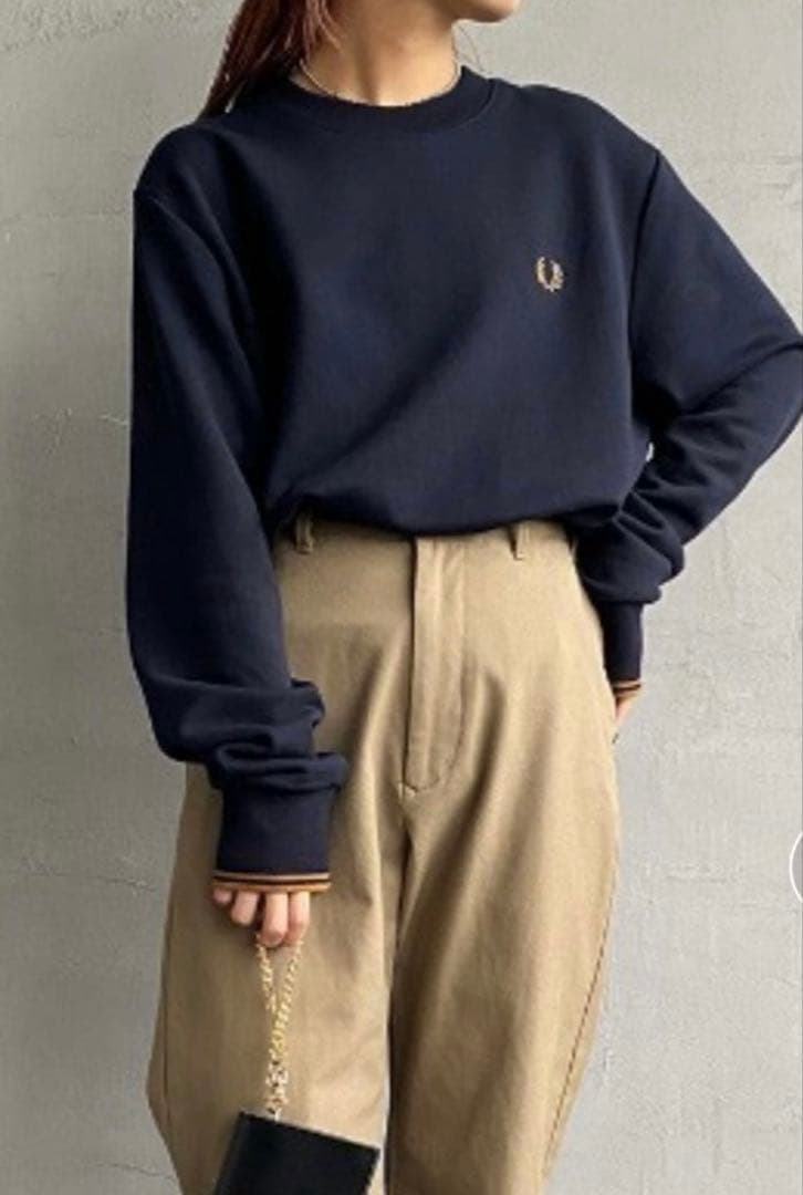 FRED PERRY/フレッドペリークルーネック スウェットトレーナーネイビーS