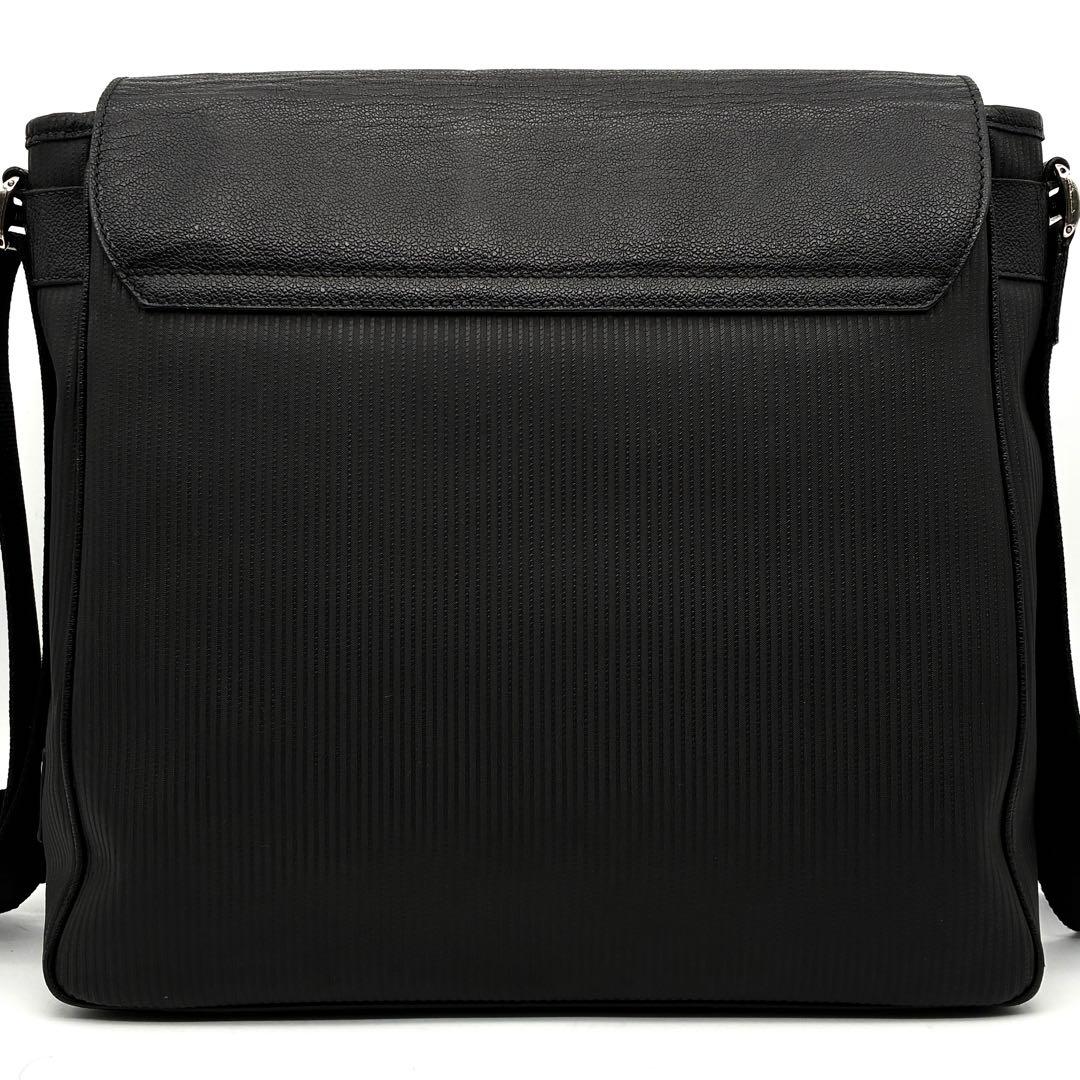 美品 ブルガリ ミレリゲ ショルダーバッグ ロゴプレート レザー 斜め掛け 黒