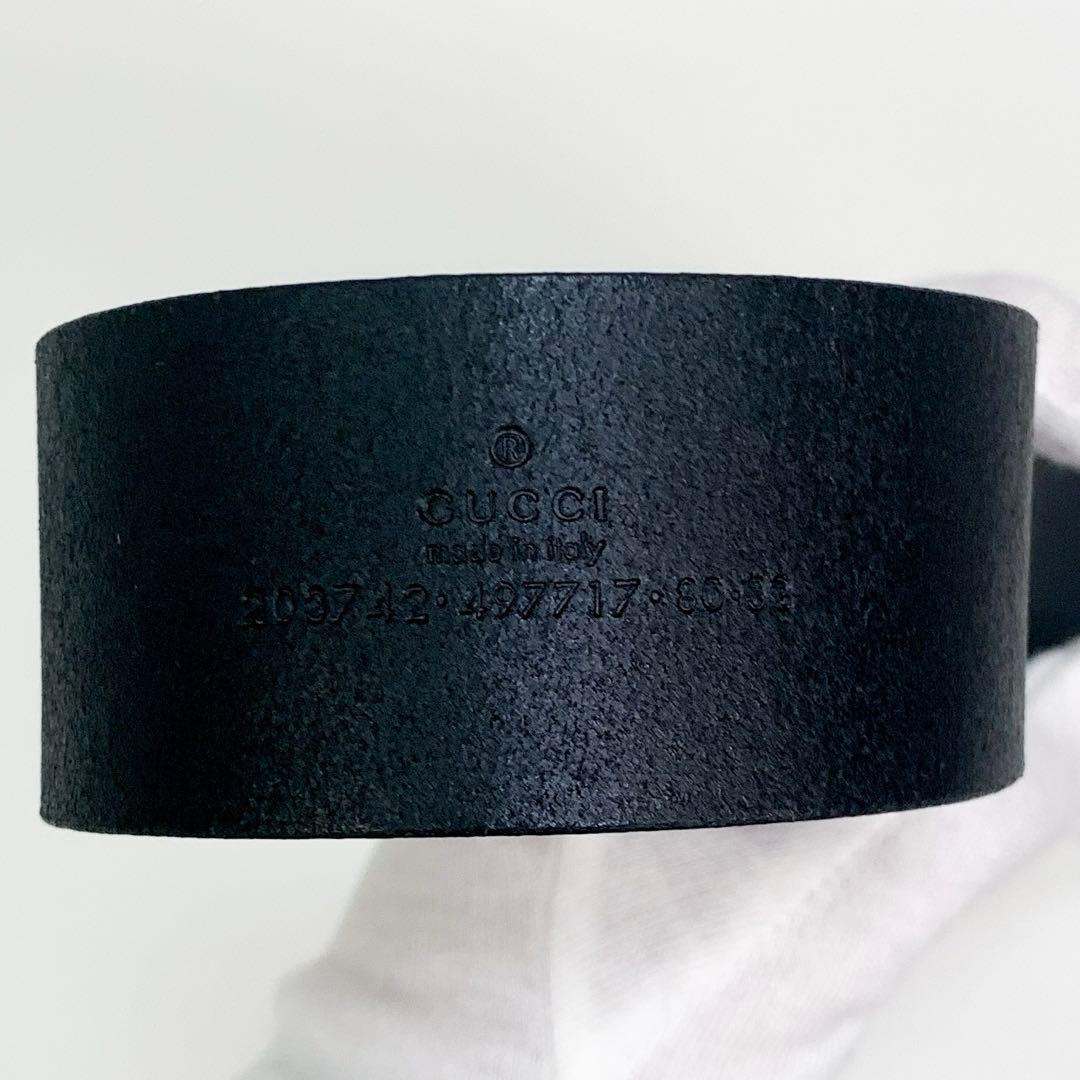 【美品】 グッチ ベルト Gバックル ゴールド 本革 レザー ブラック 黒