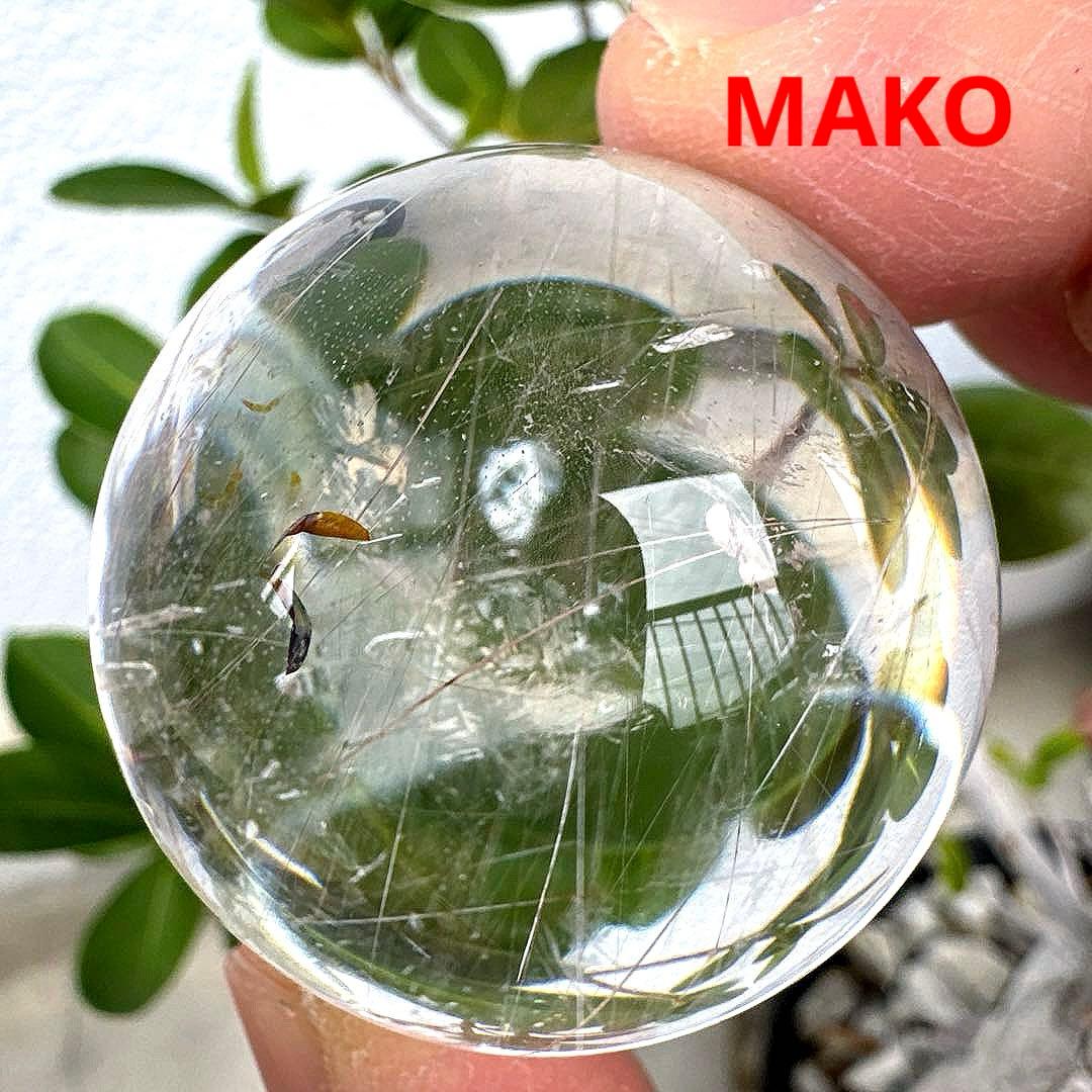 M1828☆ルチルクォーツ丸玉44mm 111g☆天然石　原石