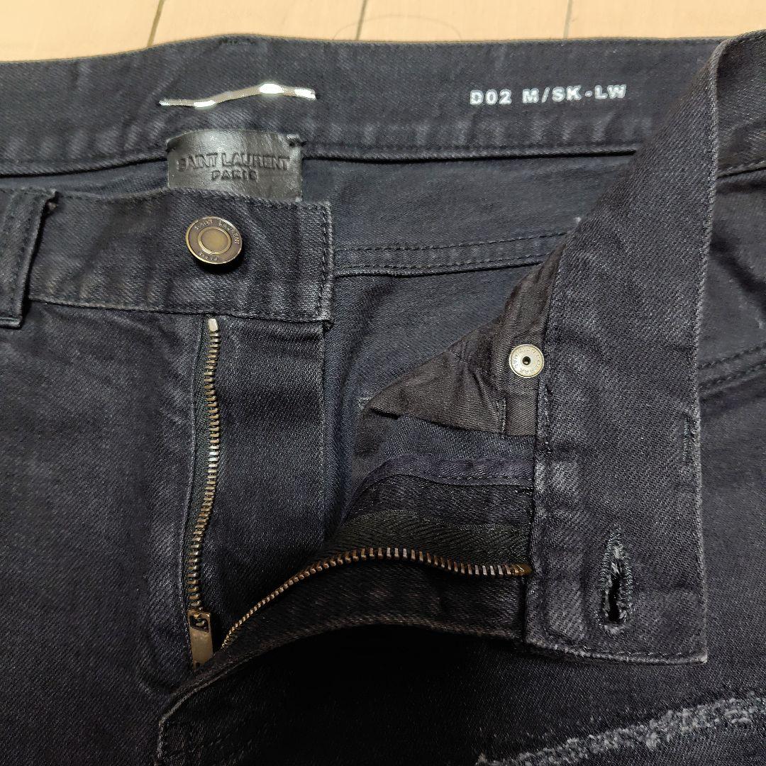 サンローランパリ希少 ダメージスキニーブラックデニム エディスリマン
