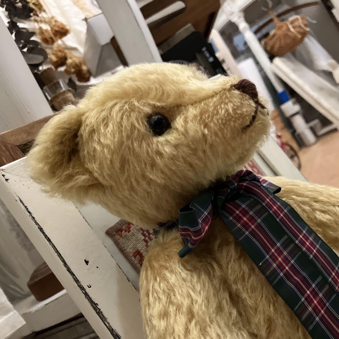 テディベア 30cm リボン ヴィンテージベア アンティークテディベア 蚤の市~