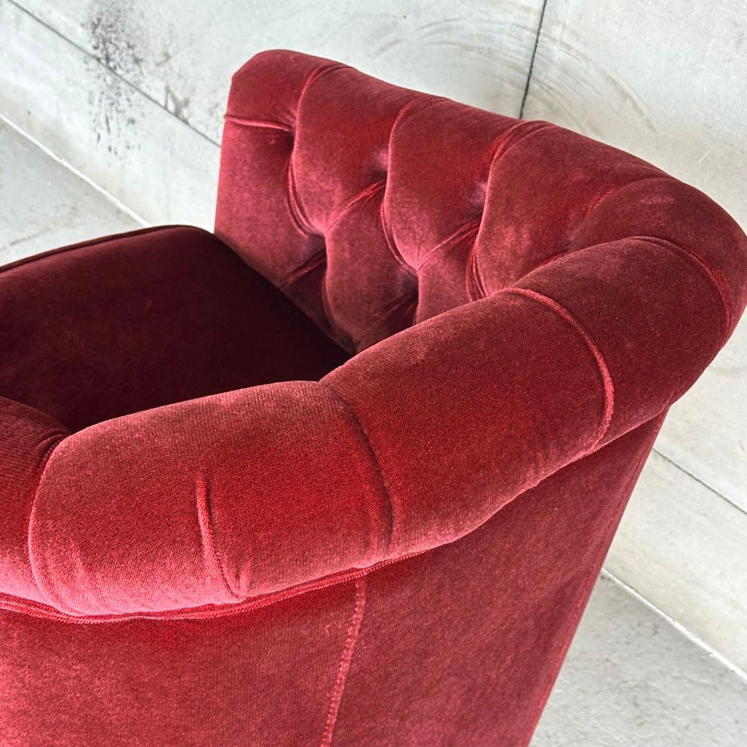 ★VINCENT★チェスターフィールド 1Pソファ ベルベット アンティーク調