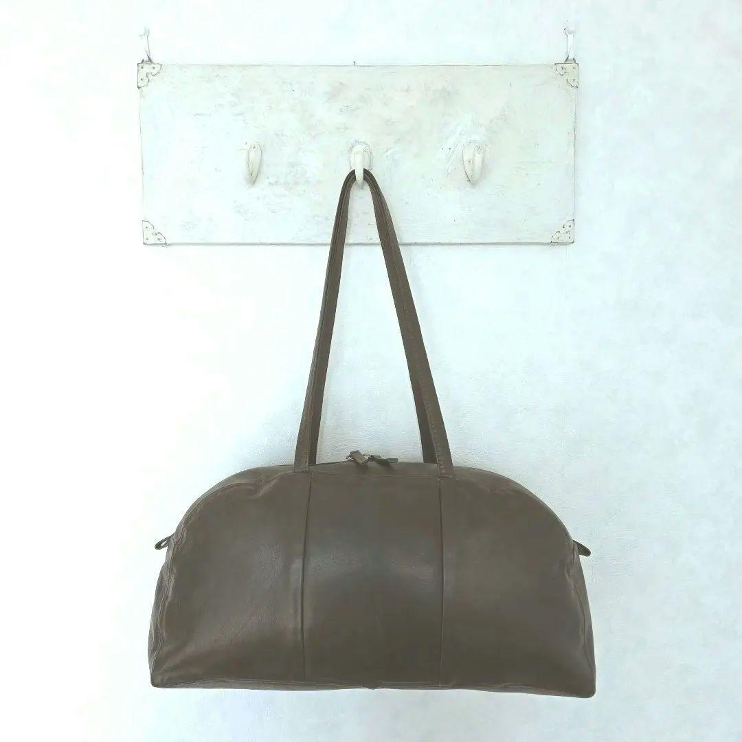 北欧暮らしの道具店　ラウンドレザーバッグ　ブラウン　美品
