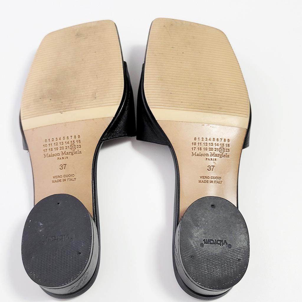 メゾンマルジェラ　レザー 4ステッチ サンダル ミュール　ブラック　37