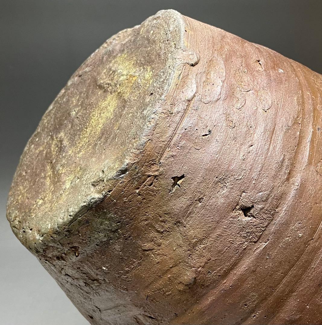 極メ　桂又三郎織　古備前　三耳壺　室町末期　下駄高台　鑑定書付　p9113