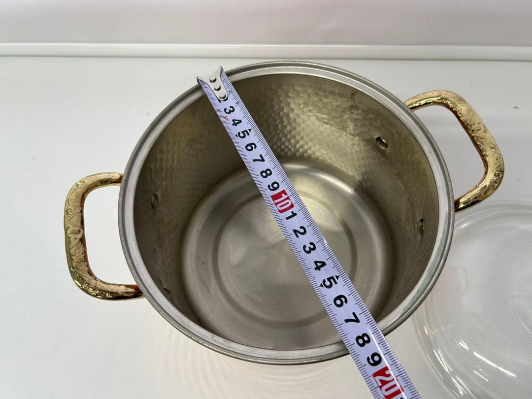 純銅製 おでん鍋/銅製両手鍋　いろり　寸胴鍋 シチューポット　 ガラス蓋付き