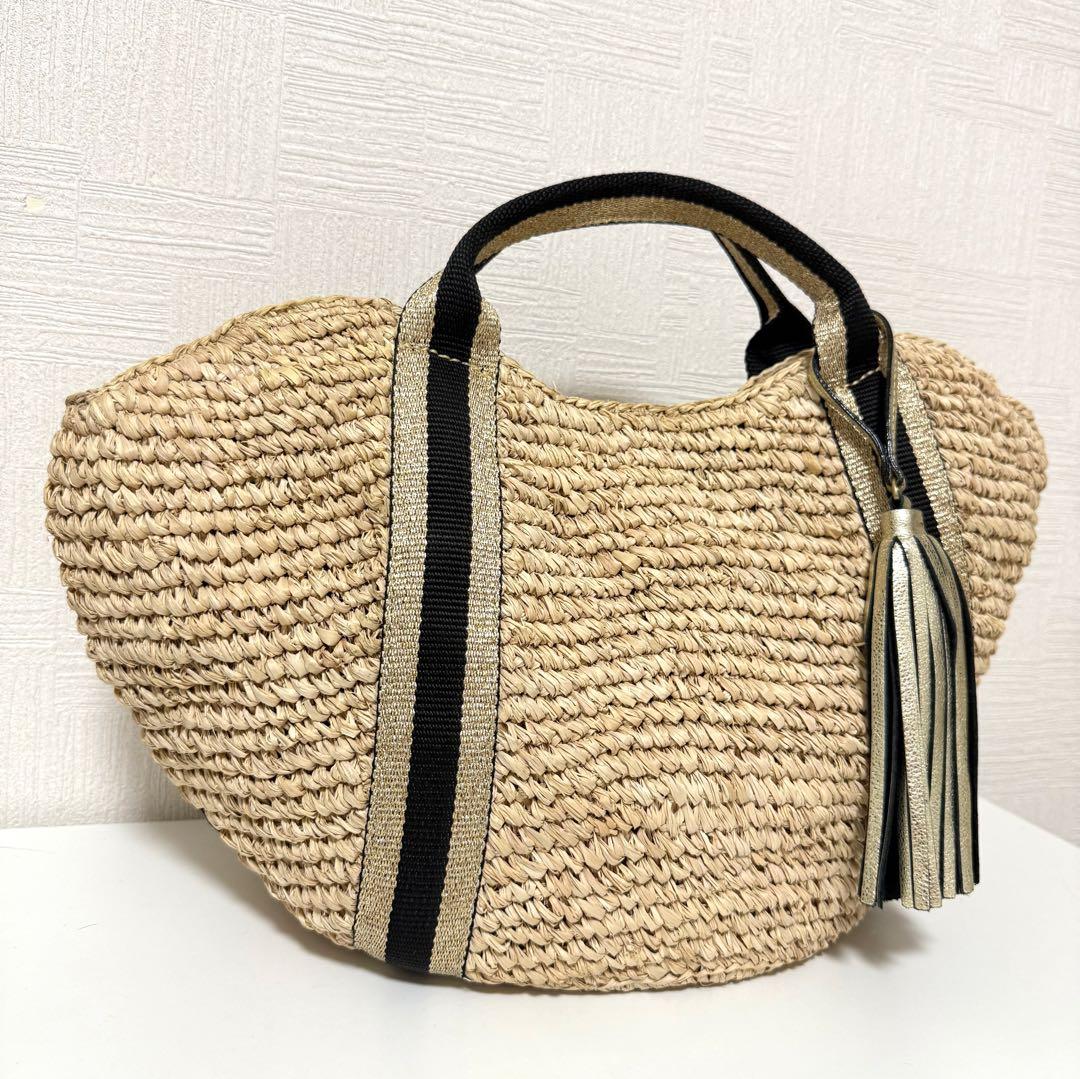 【極美品】VIOLAd'ORO ラフィア かごバッグ トートバッグ ラメハンドル