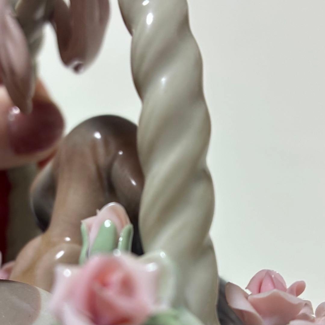 【12/10限定価格】【リヤドロ】子犬と花バスケット 1441